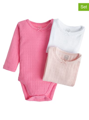 3er-Set: Bodys in Rosa/ Pink/ Weiß
