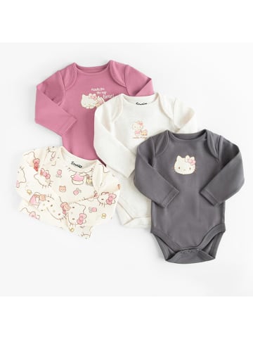 4er-Set: Bodys in Anthrazit/ Rosa/ Creme