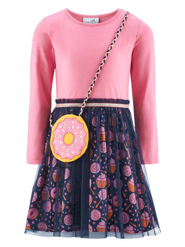 Kleid in Rosa/ Dunkelblau