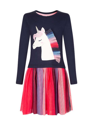 Kleid in Dunkelblau/ Rot