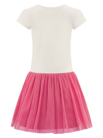 Kleid in Creme/ Pink/ Braun