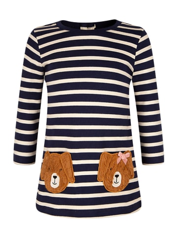 Kleid in Dunkelblau/ Creme