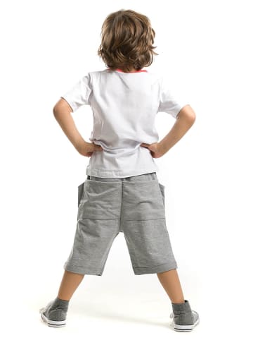 2-delige outfit grijs/wit/groen