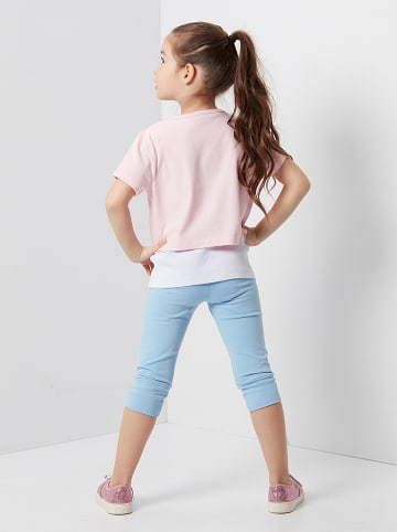 2tlg. Outfit "Life Is Fun" in Rosa/ Hellblau