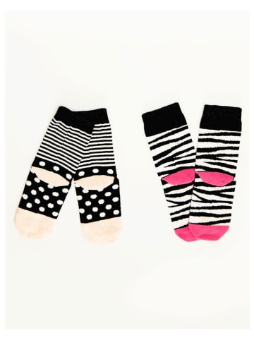 2er-Set: Socken "Zebra" in Schwarz/ Weiß