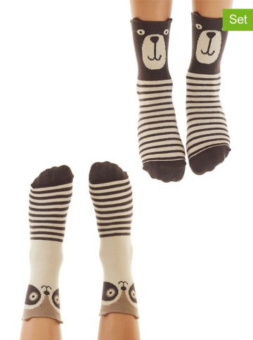 2er-Set: Socken "Bear & Raccoon" in Braun