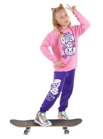 2tlg. Outfit "Queen Bear" in Rosa/ Lila