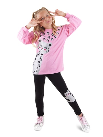 2tlg. Outfit "Glitter Leo" in Rosa/ Schwarz