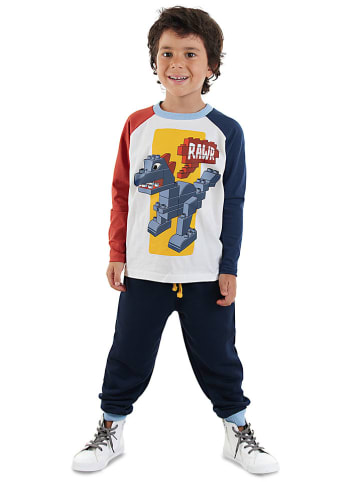 2-delige outfit donkerblauw/wit/rood