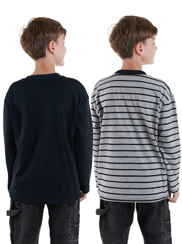 2er-Set: Longsleeves in Grau/ Schwarz