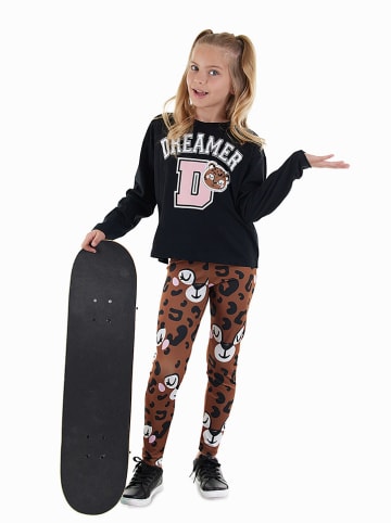 2-delige outfit lichtbruin/zwart