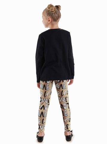 2-delige outfit lichtbruin/zwart