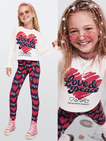 2-delige outfit crème/donkerblauw