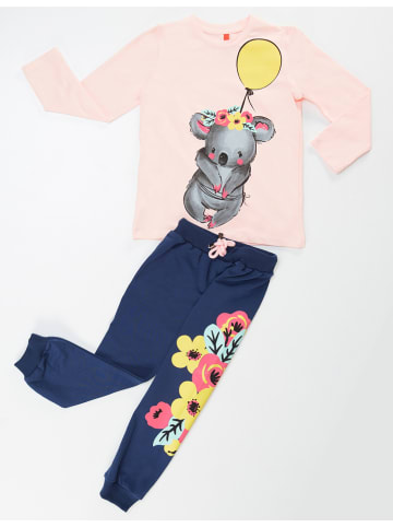 2tlg. Outfit "Koala" in Rosa/ Dunkelblau