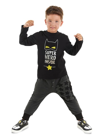 2tlg. Outfit "Super Hero" in Schwarz
