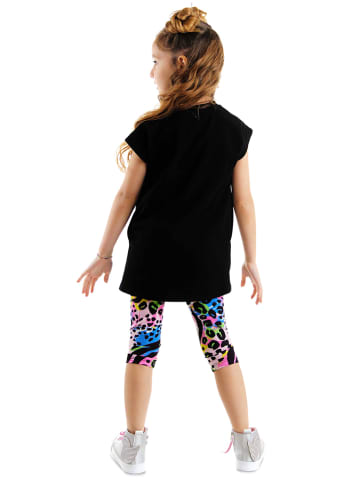 2tlg. Outfit "Good Vibes" in Schwarz/ Bunt