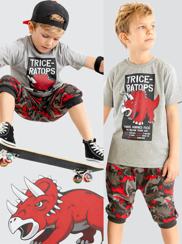 2tlg. Outfit "Triceratops" in Grau/ Bunt