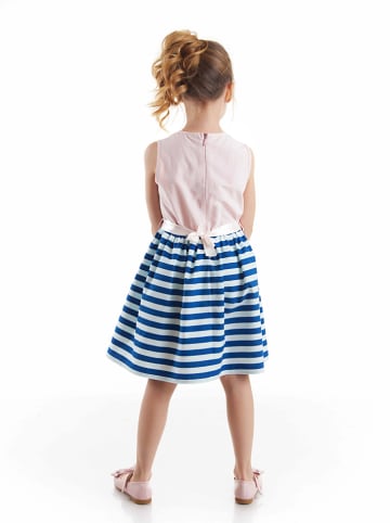 Jurk "Flowers" lichtroze/donkerblauw