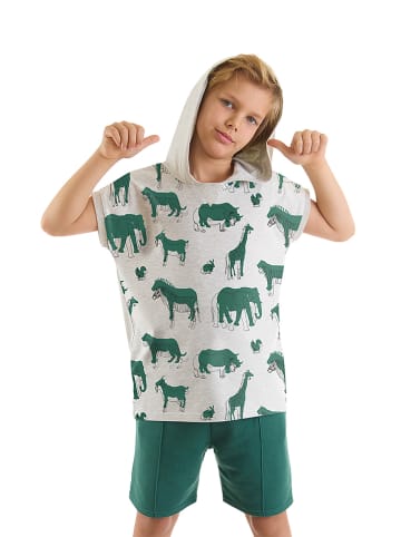 2tlg. Outfit in Grau/ Grün