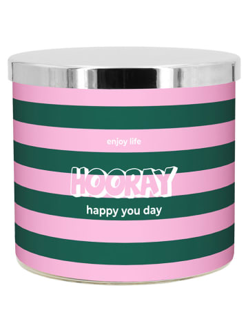Duftkerze ''Hooray'' in Rosa/ Grün - 400 g