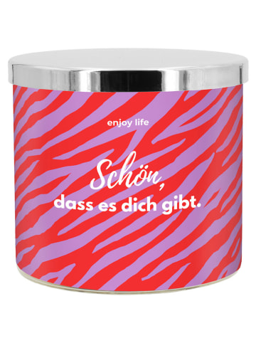 Duftkerze ''Schön, dass es dich gibt'' in Lila/ Rot - 400 g