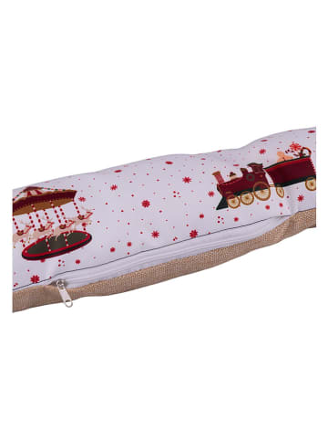 Osłona w kolorze biało-brązowym przed przeciągami - dł. 100 cm
