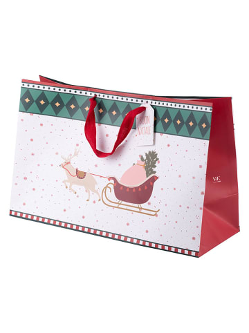 Torebki prezentowe (12 szt.) w kolorze biało-czerwonym - 39 x 25 x 15 cm