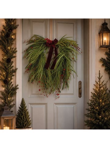 Deurdecoratie "Xmas" groen/rood - Ø 50 cm