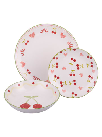 18-delige serviesset ''Cherry Heart'' wit/rood/groen