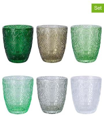 6-delige set: glazen "Granada" groen/transparant - 300 ml