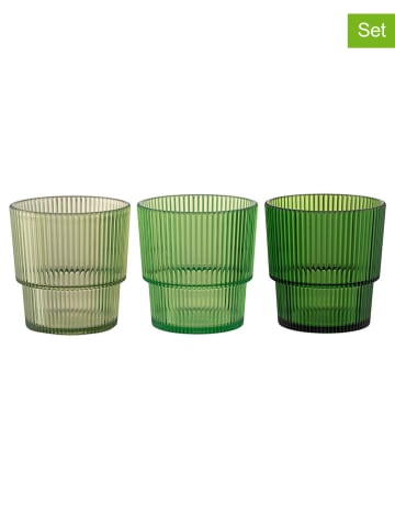 12-delige set: glazen "Unico" groen/kaki - 300 ml
