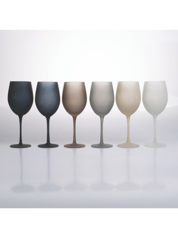 Kieliszki (6 szt.) w kolorze niebiesko-beżowo-białym do wina - 550 ml