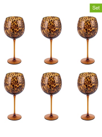 6-delige set: cocktailglazen "Jamila" geel/bruin - 515 ml