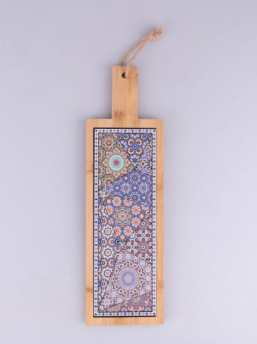 Deska w kolorze jasnobrązowo-niebieskim do krojenia - 12,5 x 41,5 x 1,2 cm