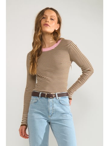 Pullover "Nufilina" in Beige/ Dunkelbraun