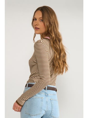 Pullover "Nufilina" in Beige/ Dunkelbraun