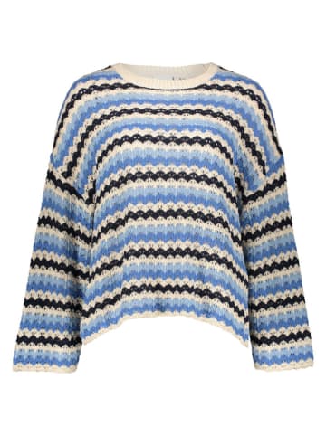 Sweter w kolorze niebiesko-kremowo-czarnym