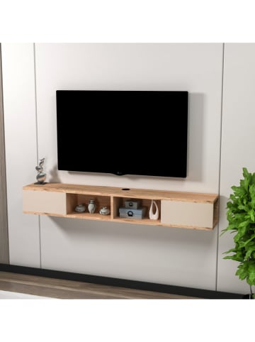 Szafka RTV "Mayer" w kolorze jasnobrązowo-beżowym - 140 x 19,6 x 18,4 cm