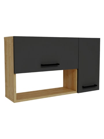 Szafka ścienna w kolorze antracytowo-jasnobrązowym - 90 x 52 x 23,8 cm