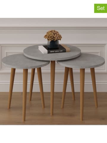 Bijzettafelset ''Bellora'' grijs/lichtbruin