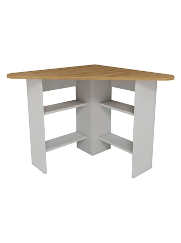 Eckregal in Weiß/ Hellbraun - (B)80 x (H)73,8 x (T)80 cm