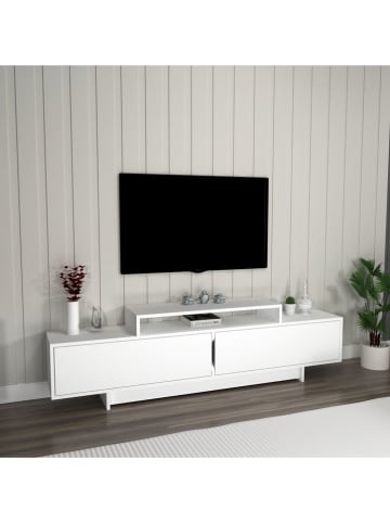 Szafka RTV "Grasyas" w kolorze białym - 180 x 50,2 x 29,6 cm