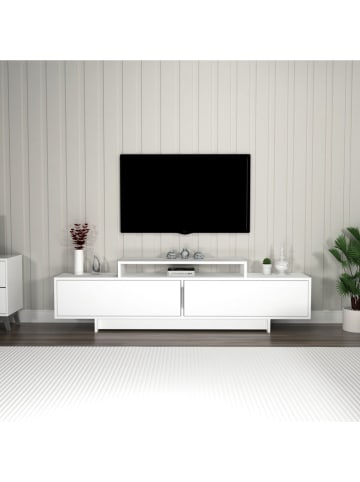 Szafka RTV "Grasyas" w kolorze białym - 180 x 50,2 x 29,6 cm
