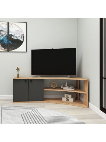 Szafka RTV "Termera" w kolorze antracytowo-jasnobrązowym - 135 x 48,6 x 67 cm