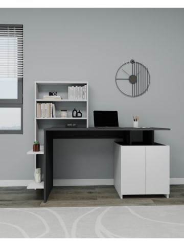 Bureau ''Mels'' wit/antraciet - (B)146,3 x (H)128,8 x (D)60 cm