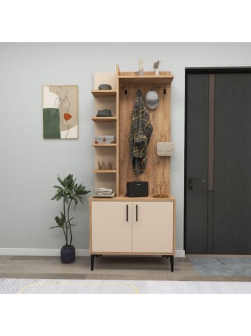 Garderobenständer "Julendor" in Braun/ Beige - (B)74 x (H)182 x (T)33 cm