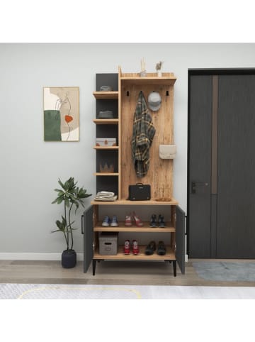 Garderobenständer "Julendor" in Braun/ Anthrazit - (B)74 x (H)182 x (T)33 cm