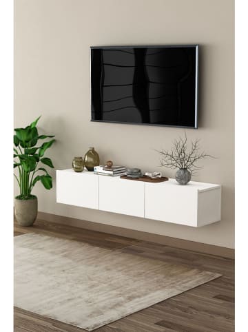Szafka RTV "Florane" w kolorze białym - 160 x 30 x 32 cm
