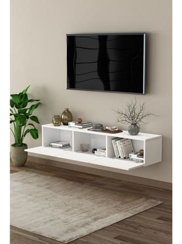 Szafka RTV "Florane" w kolorze białym - 160 x 30 x 32 cm