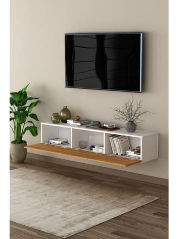 TV-meubel ''Florane'' lichtbruin/wit - (B)160 x (H)30 x (D)32 cm